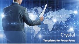  Presentation with speaker - Presentation featuring presidents report - back view of businessman speaker background and a  colored foreground