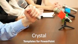  Presentation with microphones - Colorful presentation theme enhanced with presidents report - conference meeting microphones backdrop and a tawny brown colored foreground