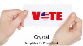  Presentation with holding hands - Audience pleasing PPT theme consisting of presidents report - hands holding vote card isolated backdrop and a white colored foreground