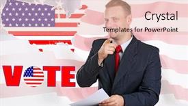  Presentation with anchor - Slides having presidents report - tv anchor preparing for telling background and a lemonade colored foreground