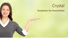  Presentation with space - Audience pleasing slide deck consisting of presntation background - beautiful business woman presenting copy backdrop and a  colored foreground