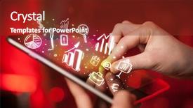  Presentation with finger - Presentation design featuring presntation background - finger pointing on tablet pc background and a tawny brown colored foreground