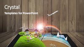  Presentation with process diagram - PPT layouts having booking with blurred cargo transportation background and a gray colored foreground.