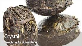  Presentation with press - Cool new presentation theme with press green tea puer yunnan puer sheng tuo isolated on white background backdrop and a tawny brown colored foreground