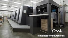  Presentation with printing press - Colorful PPT theme enhanced with press in a modern printing backdrop and a dark gray colored foreground