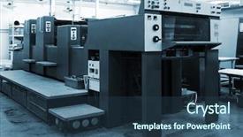  Presentation with printing press - Cool new PPT theme with press in a modern printing backdrop and a ocean colored foreground