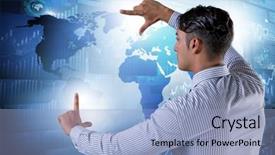  Presentation with virtual learning for adults - Beautiful theme featuring press line - businessman pressing virtual button backdrop and a light blue colored foreground