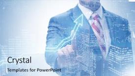  Presentation with diagram - Beautiful theme featuring press line - businessman pressing virtual button backdrop and a light blue colored foreground