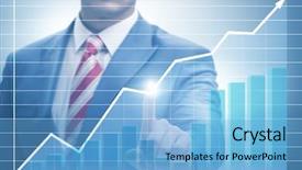  Presentation with database diagram - Audience pleasing slide deck consisting of press line - businessman pressing virtual button backdrop and a light blue colored foreground