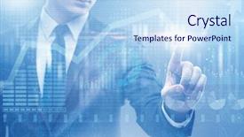  Presentation with diagram - Colorful slides enhanced with press line - businessman pressing virtual button backdrop and a sky blue colored foreground