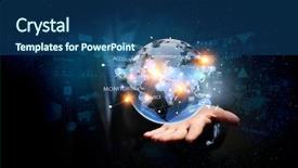  Presentation with global partnership - Theme with press line - global communication and partnership background and a ocean colored foreground