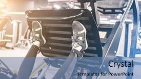  Presentation with gym - Presentation design featuring press machine and exercising vigorously background and a  colored foreground