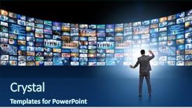  Presentation with photo collage for company behind the scen - Amazing theme having press meet - collage of photos with businessman backdrop and a  colored foreground