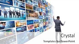  Presentation with collage - Beautiful slides featuring press meet - collage of photos with businessman backdrop and a white colored foreground