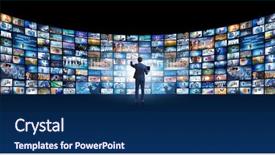  Presentation with collage - Audience pleasing slide deck consisting of press meet - collage of photos with businessman backdrop and a navy blue colored foreground