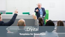  Presentation with lecture hall - Slide set having press meet - confident senior businessman asking questions background and a gray colored foreground