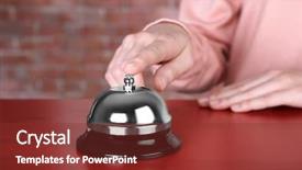  Presentation with bell service - Beautiful slide deck featuring press meet - woman ringing service bell backdrop and a tawny brown colored foreground