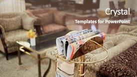  Presentation with newspapers - PPT theme consisting of press rack with magazines background and a violet colored foreground