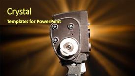  Presentation with press release - Audience pleasing presentation theme consisting of press release - retro video camera backdrop and a  colored foreground