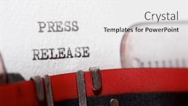  Presentation with press release - Amazing slide deck having press-release-text-written backdrop and a white colored foreground