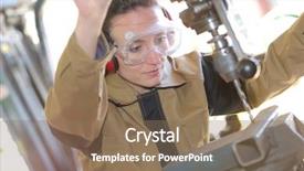  Presentation with drilling - Beautiful slides featuring press tool - beautiful brunette factory worker drilling backdrop and a coral colored foreground