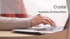  Presentation with cyber stalking computer laptop suffering - Slides consisting of press tool - working on laptop computer background and a sky blue colored foreground