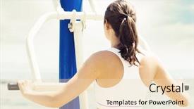  Presentation with hunting conceptual outdoor sports - Beautiful presentation theme featuring pressed down - sporty and beautiful girl doing backdrop and a lemonade colored foreground