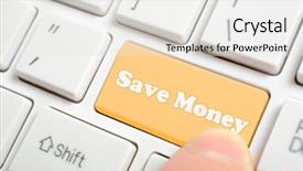  Presentation with save water concept saving - Presentation theme having pressing brown saving money key background and a white colored foreground