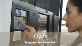  Presentation with atm - Slides consisting of pressing button of atm machine background and a coral colored foreground