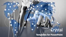  Presentation with world map - Beautiful presentation featuring pressing dots on world map backdrop and a  colored foreground