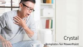  Presentation with asian - Theme having pressing on chest with pain background and a white colored foreground