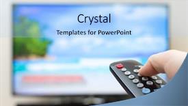  Presentation with remote - Presentation consisting of pressing on tv remote control background and a light blue colored foreground
