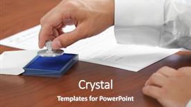  Presentation with notary - Slides with pressing stamp into ink pad background and a tawny brown colored foreground