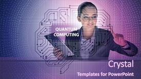  Presentation with quantum - Amazing slide set having pressing virtual button in quantum backdrop and a violet colored foreground