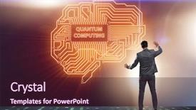  Presentation with quantum - Theme consisting of pressing virtual button in quantum background and a wine colored foreground