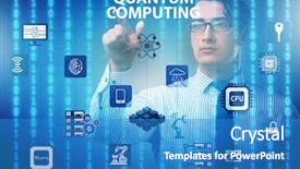  Presentation with quantum - Presentation enhanced with pressing virtual button in quantum background and a teal colored foreground