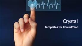  Presentation with virtual hand - Amazing presentation design having pressing virtual button with heart backdrop and a navy blue colored foreground