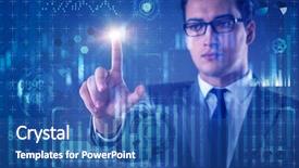  Presentation with futuristic - Theme with pressing virtual buttons in futuristic background and a ocean colored foreground