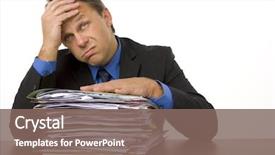  Presentation with emotionally overwhelmed - Audience pleasing slides consisting of pressure - businessman overwhelmed by paperwork backdrop and a violet colored foreground
