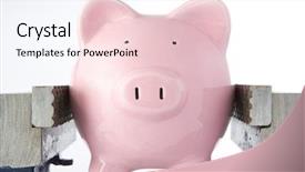  Presentation with piggy bank is evil - Presentation design having pressure - piggy bank in jaws background and a lemonade colored foreground
