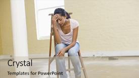  Presentation with space - Audience pleasing presentation design consisting of pressure - woman sitting on ladder backdrop and a  colored foreground