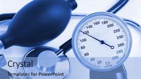  Presentation with medical instruments - Beautiful PPT theme featuring pressure and stethoscope - abstract medical backdrop and a light blue colored foreground
