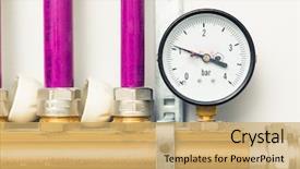  Presentation with boiler - Colorful PPT theme enhanced with pressure gauge indicator in boiler backdrop and a yellow colored foreground