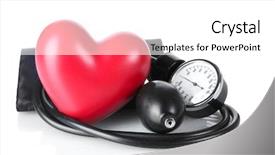  Presentation with heart monitor - Colorful PPT theme enhanced with pressure monitor - black tonometer and heart isolated backdrop and a white colored foreground