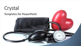  Presentation with heart monitor - Slide deck consisting of pressure monitor - black tonometer and heart isolated background and a white colored foreground