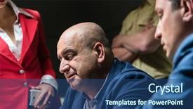  Presentation with attorney - PPT theme consisting of pressure of a difficult interrogation background and a ocean colored foreground