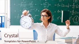  Presentation with math teacher - Beautiful PPT layouts featuring pressure physics - female math teacher in front backdrop and a lemonade colored foreground