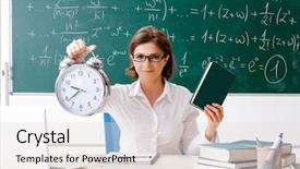  Presentation with math teacher - Slides consisting of pressure physics - female math teacher in front background and a lemonade colored foreground