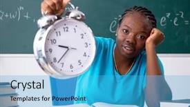  Presentation with physics - Colorful presentation design enhanced with pressure physics - female student in front backdrop and a teal colored foreground