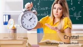  Presentation with chalkboard - Audience pleasing slide deck consisting of pressure physics - young female student in front backdrop and a yellow colored foreground